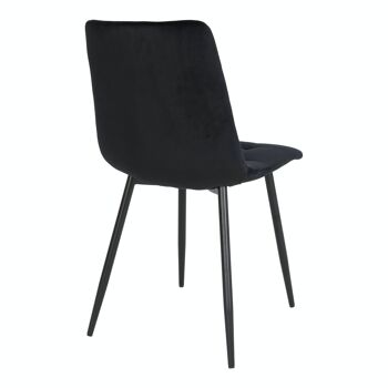 Chaise de salle à manger Middelfart - Chaise en velours noir avec pieds noirs 4