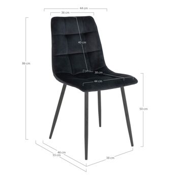 Chaise de salle à manger Middelfart - Chaise en velours noir avec pieds noirs 5