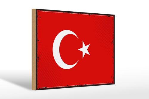 Holzschild Flagge Türkei 30x20cm Retro Flag of Turkey