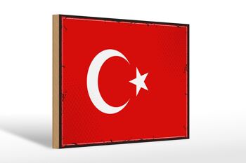 Drapeau en bois Türkiye 30x20cm, drapeau rétro de la Turquie 1