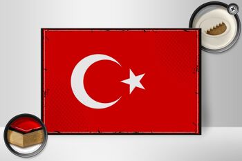 Drapeau en bois Türkiye 30x20cm, drapeau rétro de la Turquie 2
