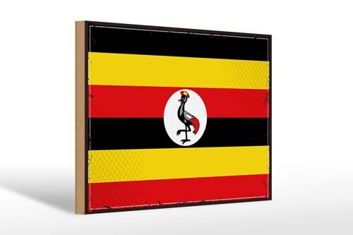 Holzschild Flagge Ugandas 30x20cm Retro Flag of Uganda
