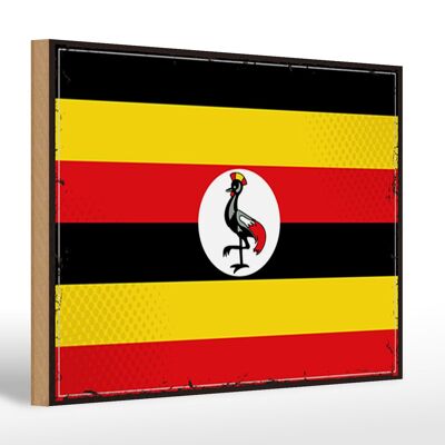 Holzschild Flagge Ugandas 30x20cm Retro Flag of Uganda