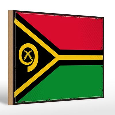 Letrero de madera Bandera de Vanuatu 30x20cm Bandera Retro de Vanuatu