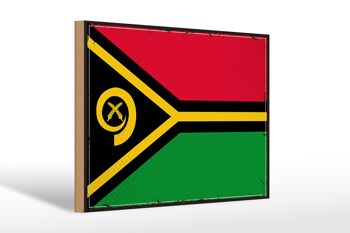 Panneau en bois drapeau du Vanuatu 30x20cm Drapeau rétro du Vanuatu 1