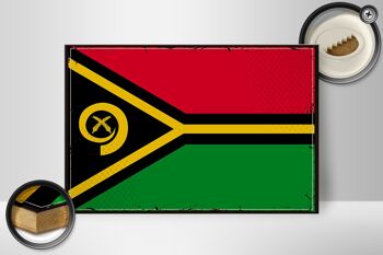 Panneau en bois drapeau du Vanuatu 30x20cm Drapeau rétro du Vanuatu 2