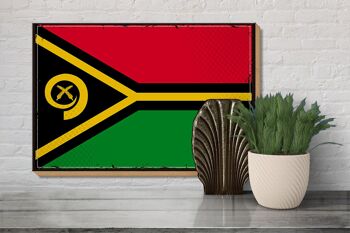 Panneau en bois drapeau du Vanuatu 30x20cm Drapeau rétro du Vanuatu 3