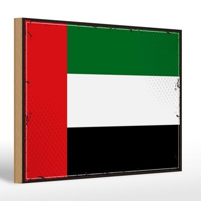 Letrero de madera Bandera Emiratos Árabes 30x20cm Bandera Retro