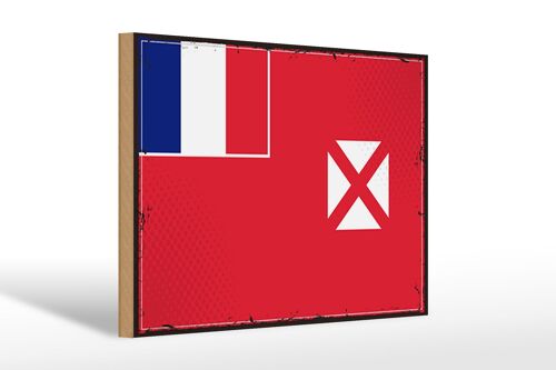 Holzschild Flagge Wallis und Futuna 30x20cm Retro Wallis