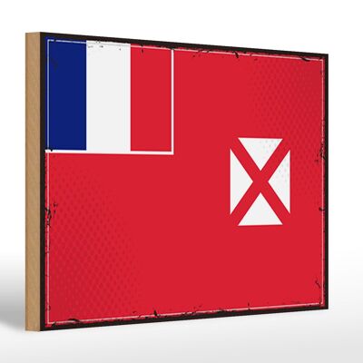 Letrero de madera bandera Wallis y Futuna 30x20cm Retro Wallis