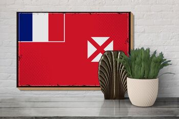 Panneau en bois drapeau Wallis et Futuna 30x20cm Rétro Wallis 3