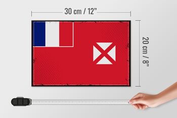 Panneau en bois drapeau Wallis et Futuna 30x20cm Rétro Wallis 4