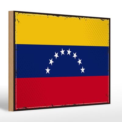 Letrero de madera Bandera de Venezuela 30x20cm Bandera Retro Venezuela