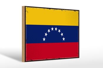 Panneau en bois drapeau du Venezuela 30x20cm drapeau rétro Venezuela 1