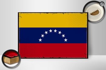Panneau en bois drapeau du Venezuela 30x20cm drapeau rétro Venezuela 2