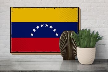 Panneau en bois drapeau du Venezuela 30x20cm drapeau rétro Venezuela 3