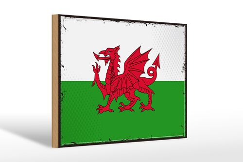 Holzschild Flagge Wales 30x20cm Retro Flag of Wales