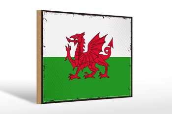 Drapeau en bois du Pays de Galles 30x20cm Drapeau rétro du Pays de Galles 1