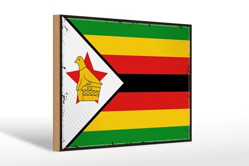 Holzschild Flagge Simbabwes 30x20cm Retro Flag of Zimbabwe