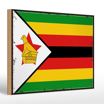Cartello in legno bandiera dello Zimbabwe 30x20 cm Bandiera retrò dello Zimbabwe