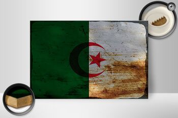 Panneau en bois drapeau Algérie 30x20cm Drapeau Algérie rouille 2