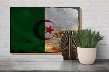 Panneau en bois drapeau Algérie 30x20cm Drapeau Algérie rouille 3
