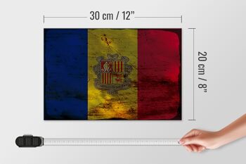 Panneau en bois drapeau Andorre 30x20cm Drapeau d'Andorre rouille 4