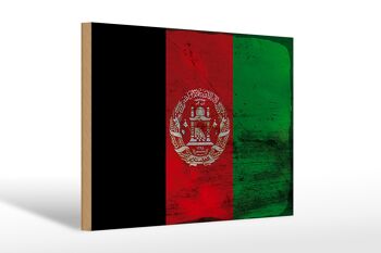 Panneau en bois drapeau Afghanistan 30x20cm Afghanistan rouille 1