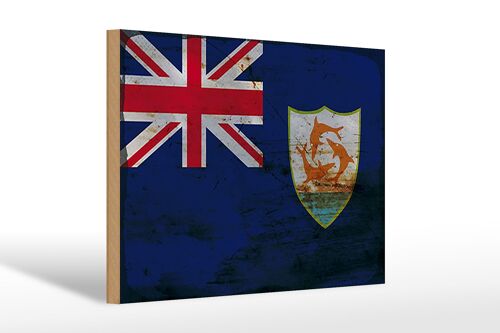 Holzschild Flagge Anguilla 30x20cm Flag of Anguilla Rost