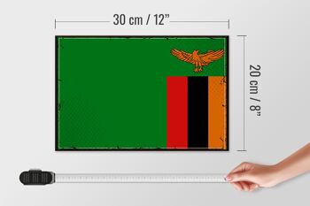 Panneau en bois drapeau de la Zambie 30x20cm Drapeau rétro de la Zambie 4