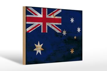 Panneau en bois drapeau Australie 30x20cm Drapeau Australie rouille 1