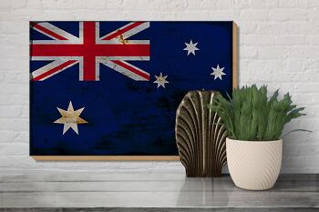 Panneau en bois drapeau Australie 30x20cm Drapeau Australie rouille 3