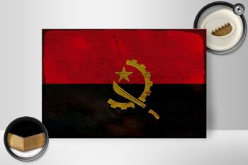 Panneau en bois drapeau Angola 30x20cm Drapeau de l'Angola rouille 2