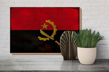 Panneau en bois drapeau Angola 30x20cm Drapeau de l'Angola rouille 3