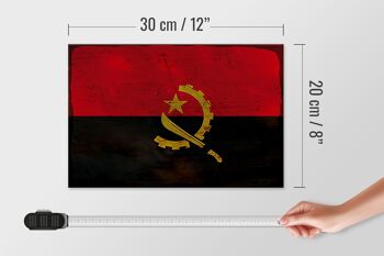 Panneau en bois drapeau Angola 30x20cm Drapeau de l'Angola rouille 4
