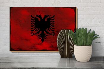 Panneau en bois drapeau Albanie 30x20cm Drapeau Albanie rouille 3