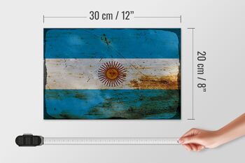 Panneau en bois drapeau Argentine 30x20cm Drapeau Argentine rouille 4