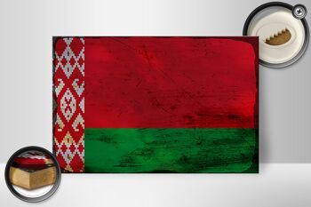 Panneau en bois drapeau Biélorussie 30x20cm Drapeau Biélorussie rouille 2