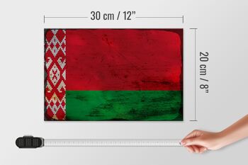 Panneau en bois drapeau Biélorussie 30x20cm Drapeau Biélorussie rouille 4