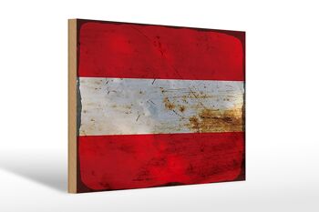 Panneau en bois drapeau Autriche 30x20cm Drapeau de l'Autriche rouille 1
