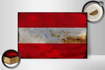 Panneau en bois drapeau Autriche 30x20cm Drapeau de l'Autriche rouille 2