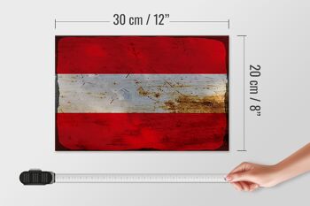 Panneau en bois drapeau Autriche 30x20cm Drapeau de l'Autriche rouille 4