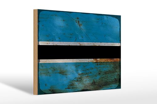 Holzschild Flagge Botswana 30x20cm Flag of Botswana Rost