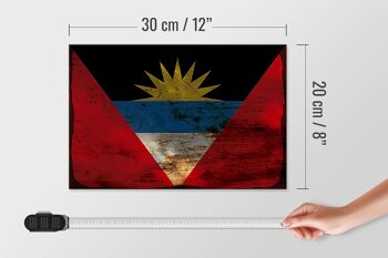 Panneau en bois drapeau Antigua-et-Barbuda 30x20cm drapeau rouille 4