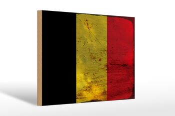 Panneau en bois drapeau Belgique 30x20cm Drapeau de la Belgique rouille 1