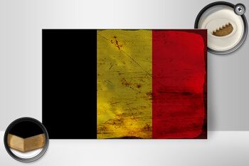 Panneau en bois drapeau Belgique 30x20cm Drapeau de la Belgique rouille 2