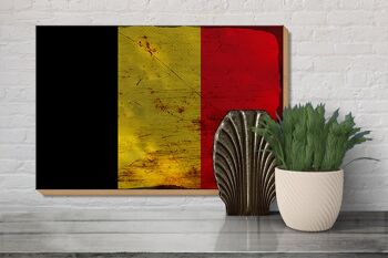 Panneau en bois drapeau Belgique 30x20cm Drapeau de la Belgique rouille 3