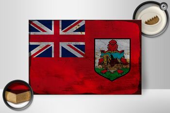 Panneau en bois drapeau des Bermudes 30x20cm Drapeau des Bermudes rouille 2