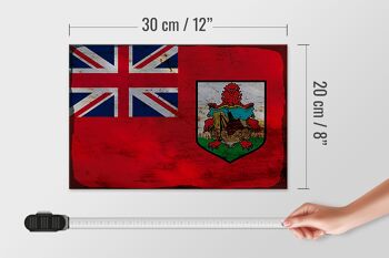 Panneau en bois drapeau des Bermudes 30x20cm Drapeau des Bermudes rouille 4