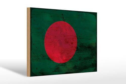 Holzschild Flagge Bangladesch 30x20cm Bangladesh Rost